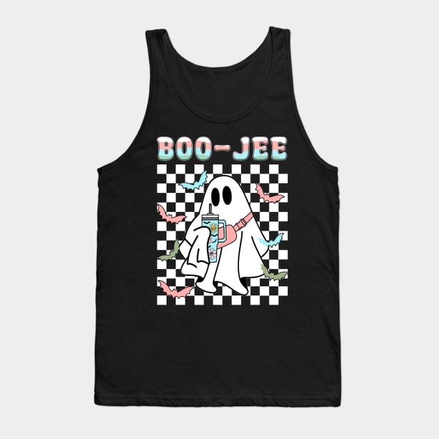 Spooky Season Cute Ghost Halloween Costume Boujee Boo-Jee Tank Top by JennyArtist